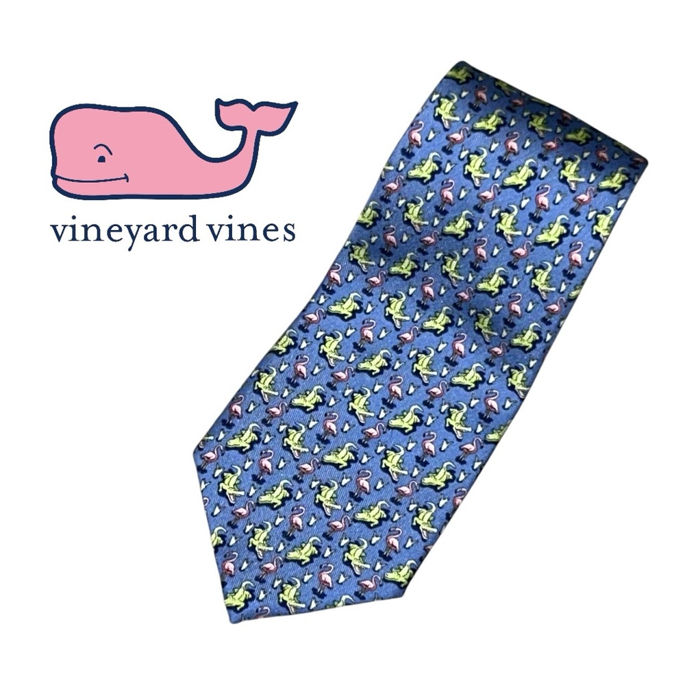 Vineyard Vines‎ Shep & Ian Silk Alligator and Flamingo Necktie